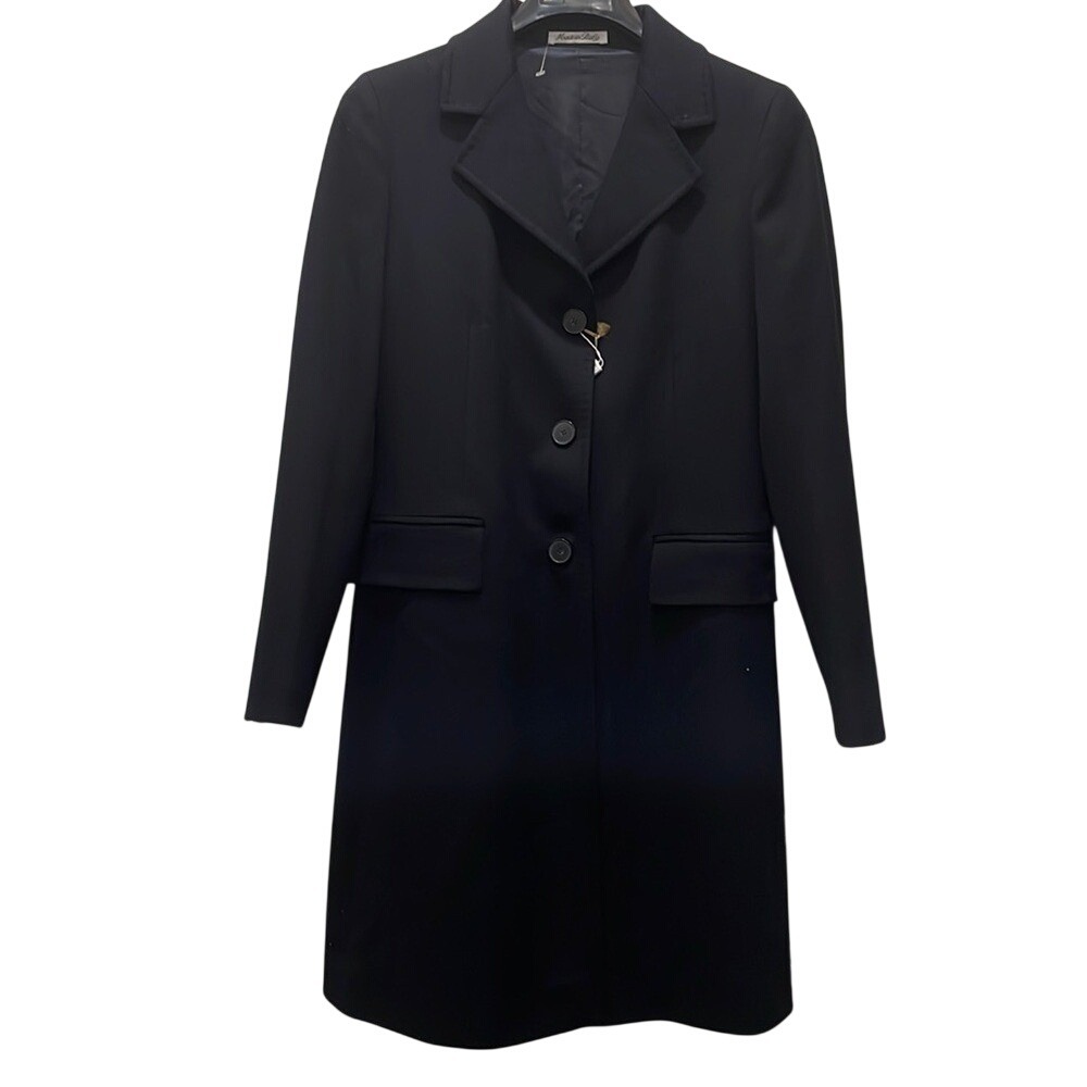 Capolavoro Single Breasted Tailored Wool Coat Made in Italy Black Women's sz 46